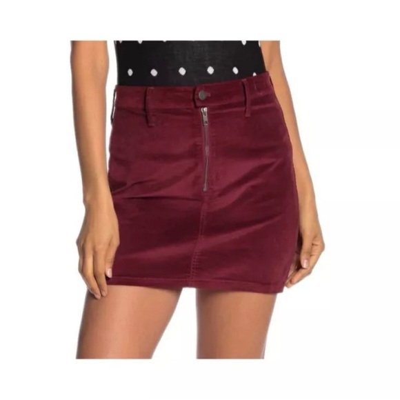 NWT MADEWELL Burgundy Velour Zip-Front Skirt - Picture 1 of 1